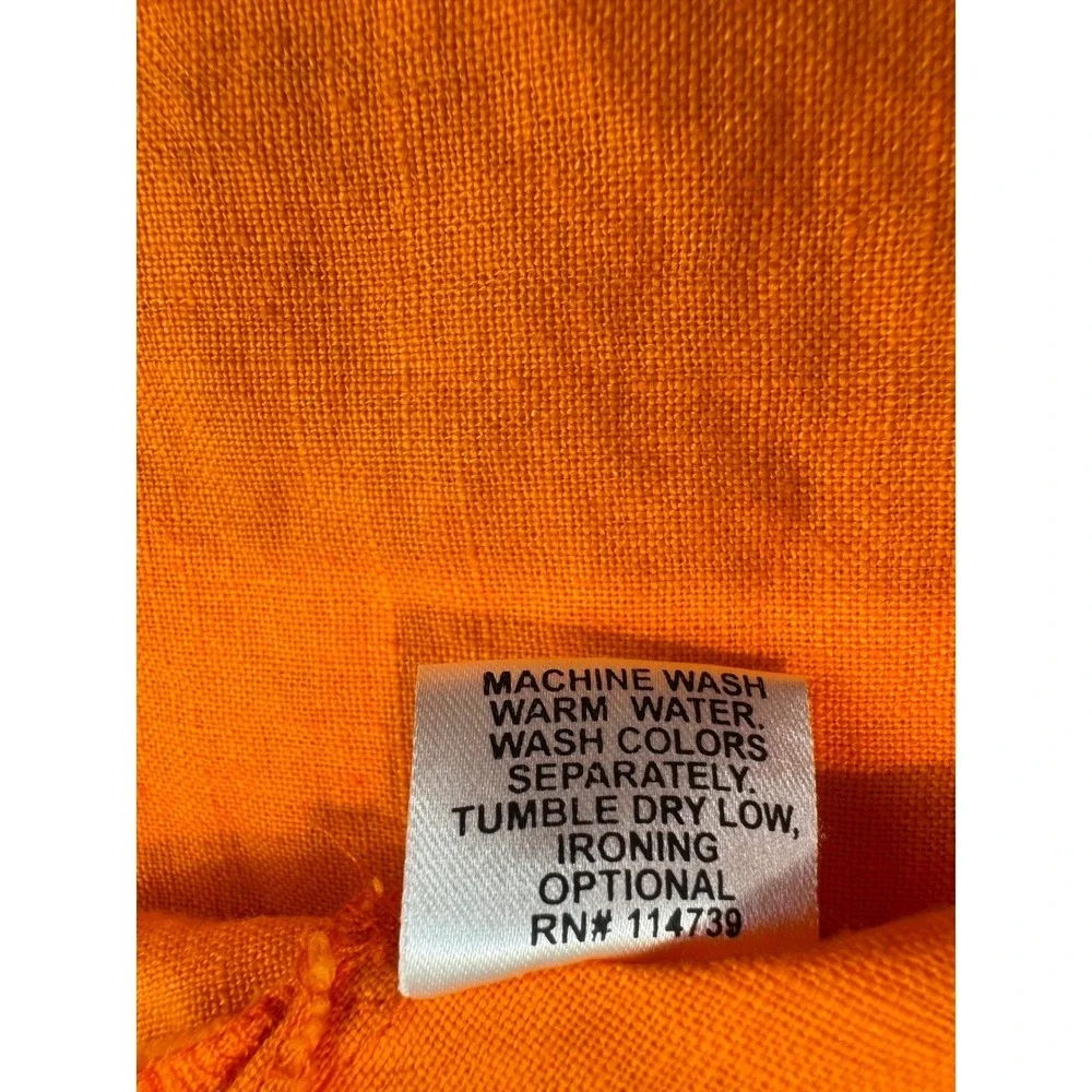 FLAX 2 piece Jacket & Tank Set Orange 100% Linen Pockets Lagenlook Luxe‎ Size M